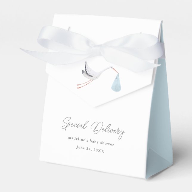 Elegant Stork Baby Shower Favour Box (Front Side)