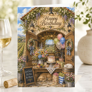 Elegant Storybook Summer Vineyard Happy Birthday Card