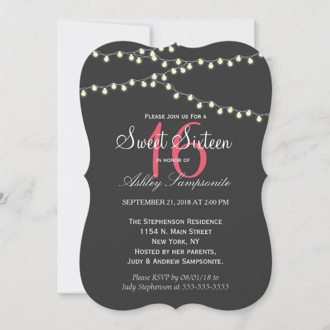 Elegant Strands of Lights Invitation (Front)