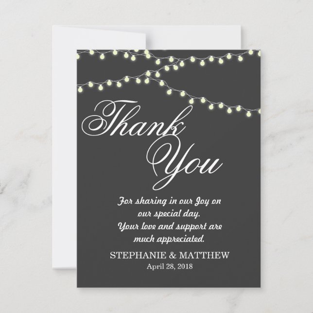 Elegant Strands of Lights Thank You Card (Front)