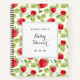 Elegant Strawberry Baby Shower Gift List Notebook
