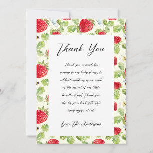 Elegant Strawberry Baby Shower Thank You Card
