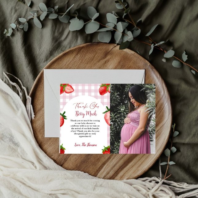 Elegant Strawberry baby shower thank you card (Creator Uploaded)