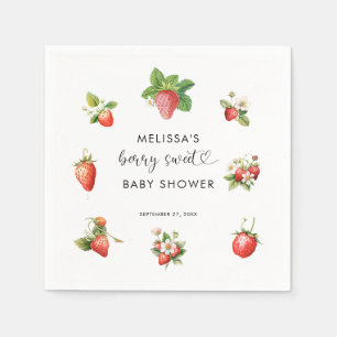 Elegant Strawberry Berry Sweet Girl Baby Shower Napkin