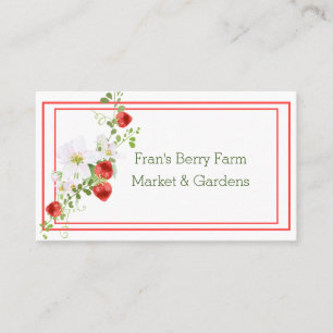 Elegant Strawberry Vine with Flowers Business Card