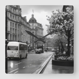 Elegant Street View Square Wall Clock