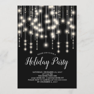 Elegant  String Lights Holiday Party Invitation