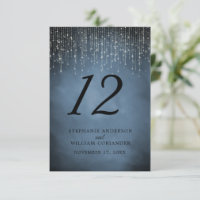 Elegant String Lights Navy Blue Wedding Table No.