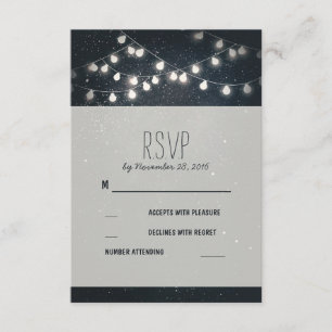 Elegant String Lights Night Stars Wedding RSVP