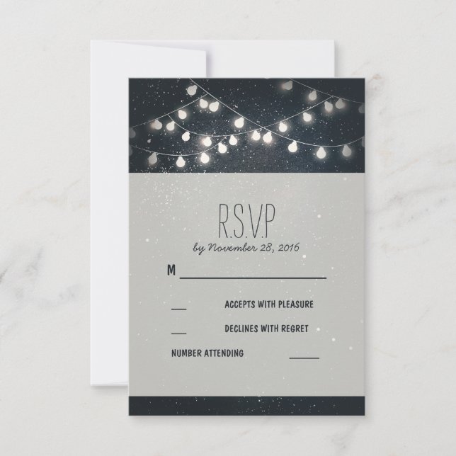 Elegant String Lights Night Stars Wedding RSVP (Front)