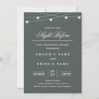 Elegant String Lights Rehearsal Dinner Invitation 