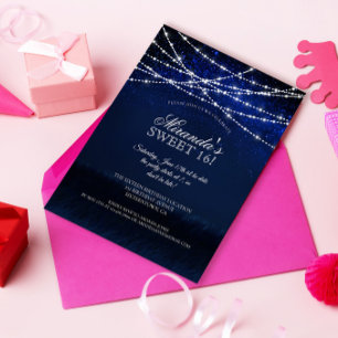 Elegant String Lights Sweet 16th Birthday Party Invitation