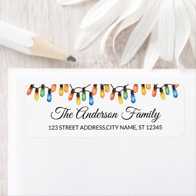 Elegant String of Merry Christmas Light Bulbs (Insitu)