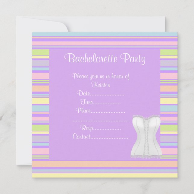 ELEGANT STRIPE BACHELORETTE PARTY INVITATIONS (Front)