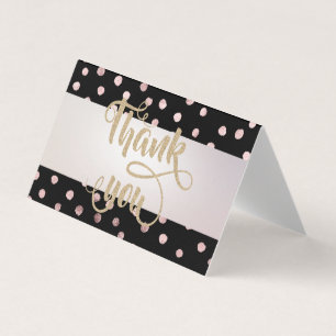 Elegant Stripe Black, Dots Thank You Card
