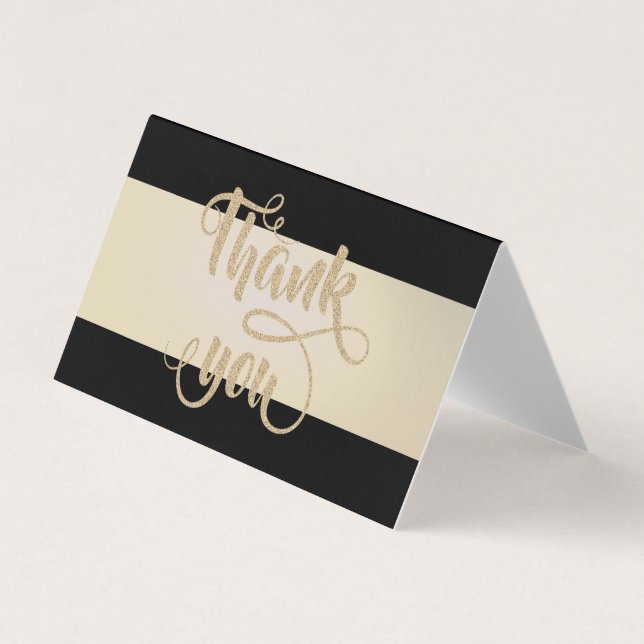 Elegant Stripe Black, Stripe Thank You Card (Front)