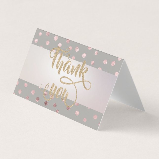 Elegant Stripe Grey , Dots Thank You Card (Front)