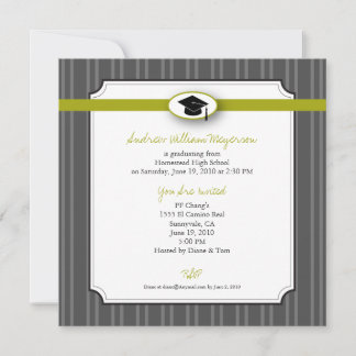 Elegant Stripe Pattern: Green Invitation