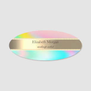 Elegant ,Stripe, Pearls,Ombre Name Tag