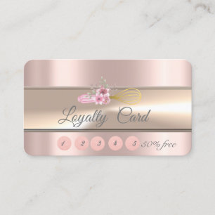 Elegant Stripe Whisk Bakery Rose Gold L Loyalty Card