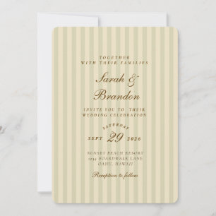 Elegant Striped Beige Classic Wedding Invitation