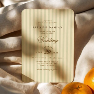 Elegant Striped Beige Classic Wedding Invitation
