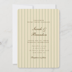 Elegant Striped Beige Classic Wedding Invitation