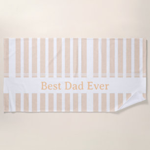 Elegant Striped Best Dad Ever Personalised Beach Towel