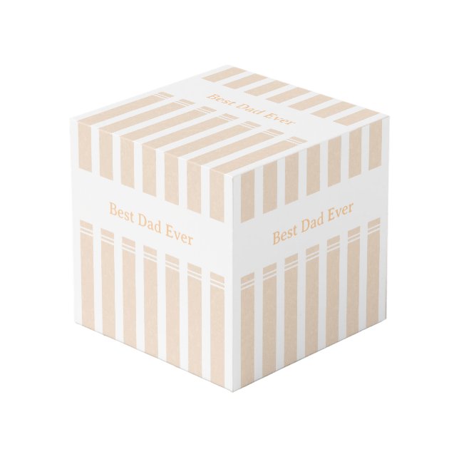 Elegant Striped Best Dad Ever Personalised Cube (Front Angled)