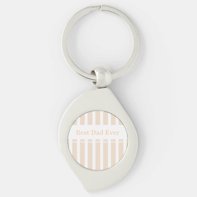 Elegant Striped Best Dad Ever Personalised Key Ring (Front)