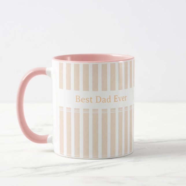Elegant Striped Best Dad Ever Personalised Mug (Left)