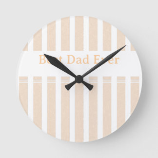 Elegant Striped Best Dad Ever Personalised Round Clock