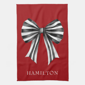 Elegant Striped Bow Tea Towel