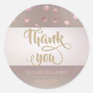 Elegant Striped Dots  Thank You Wedding Sticker