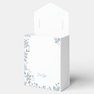 Elegant Striped Flower in Dusty Blue Favour Box