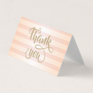 Elegant Striped, Gold Glittery Thank You Card