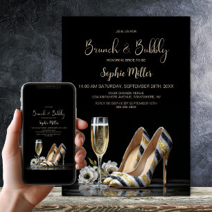 Elegant Striped High Heel Shoes Brunch and Bubbly Invitation
