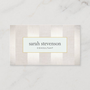 Elegant Striped Silver and Beige Professional Business Card