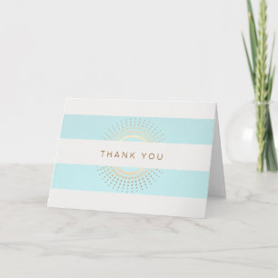 Elegant Striped Turquoise and Gold Circles Thank You Card