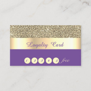 Elegant ,Striped,Violet,Gold Glitter Loyalty Card