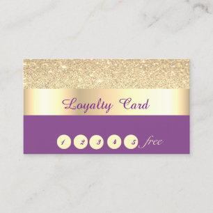 Elegant ,Striped,Violet,Gold Glittery Loyalty Card