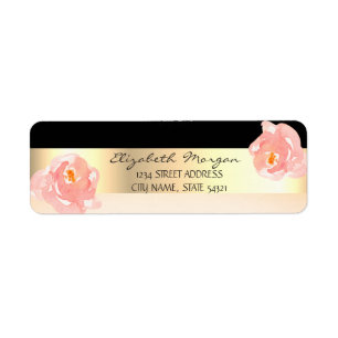Elegant Striped Watercolor Roses Address Label