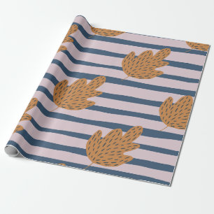 Elegant stripes and leaf Fall pattern Modern cute Wrapping Paper