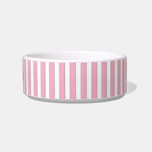 Elegant Stripes and Pearls Monogram Name Dish (Right)