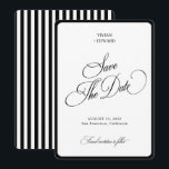 Elegant Stripes Border Black & White Wedding Save The Date<br><div class="desc">This black and white wedding piece features a refined stripe border paired with elegant script typography for a timeless, classic look. Clean lines and high-contrast detailing create a sophisticated aesthetic inspired by old money style, formal celebrations, and traditional weddings. Perfect for couples who love black tie elegance, minimalist vintage design,...</div>