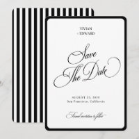 Elegant Stripes Border Black & White Wedding