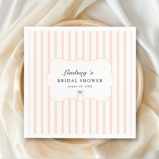 Elegant Stripes Bow Bridal Shower Napkin