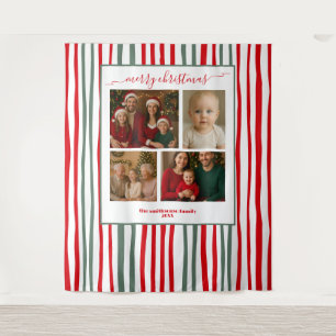 Elegant Stripes family Photo Christmas backdrop Tapestry