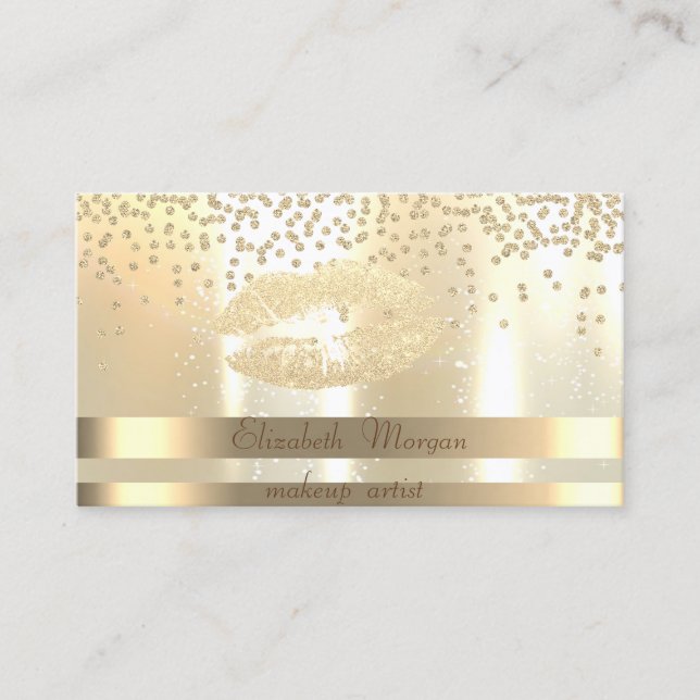 Elegant,Stripes ,Luminous,Diamonds-Glittery Lip Business Card (Front)