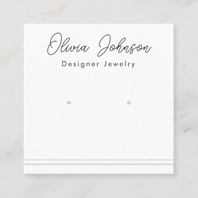 Elegant Stripes Modern Jewellery Earring Display  Square Business Card (Front)
